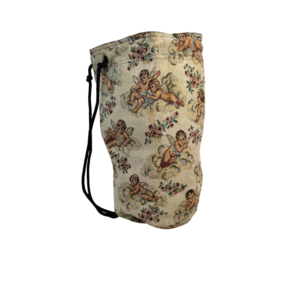 Tapestry‎ Cherub Angel Floral Drawstring Bag Avant Garde Victorian Handmade